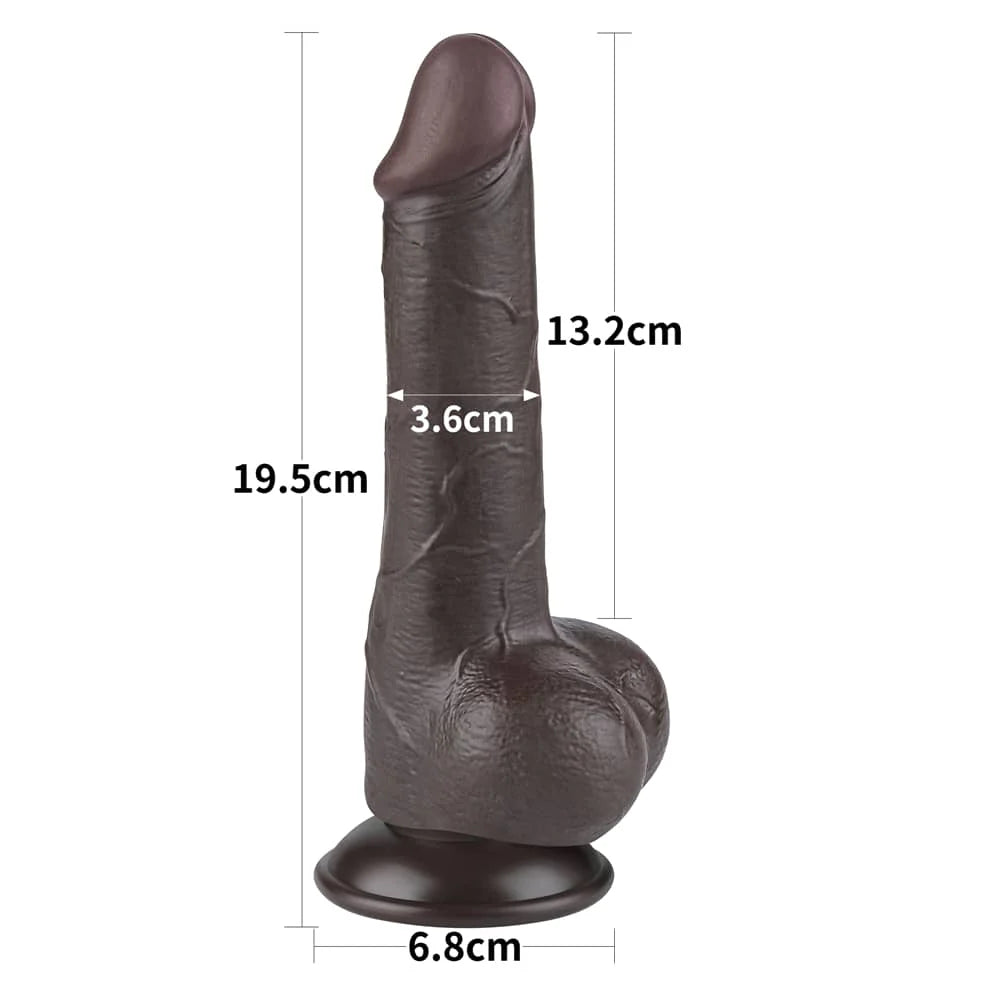 7.5'' Sliding Skin Dual Density Dildo With Balls - Black