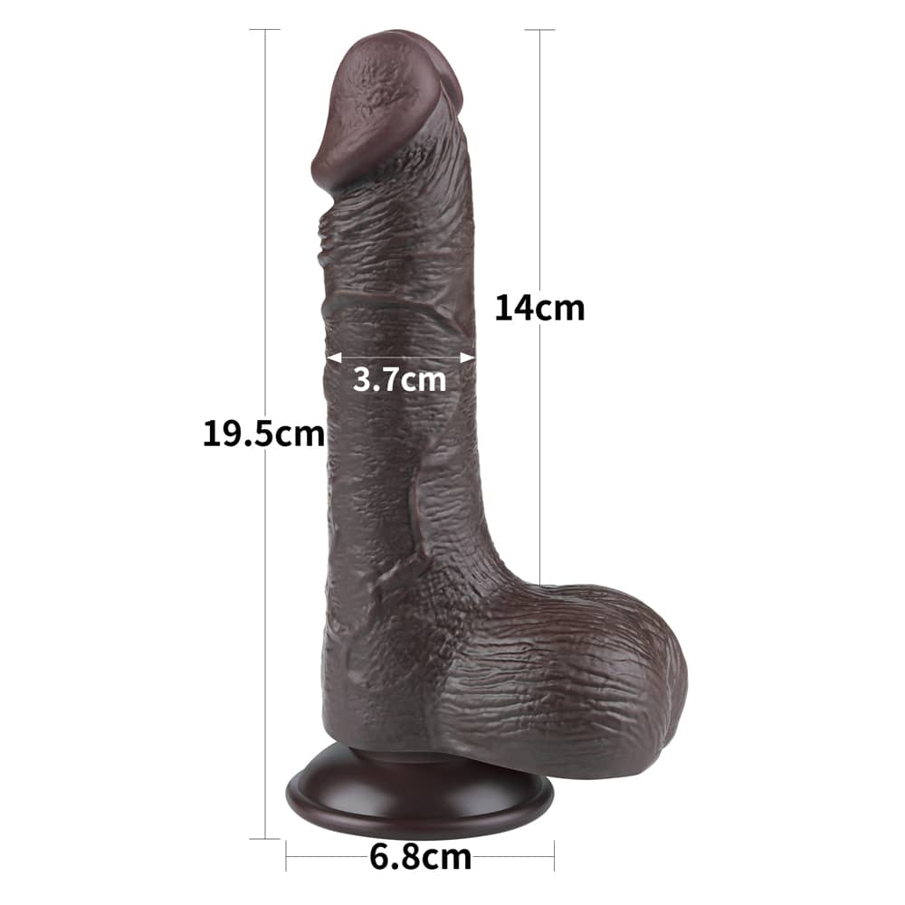 7.5'' Sliding Skin Dual Density Dildo With Balls - Black