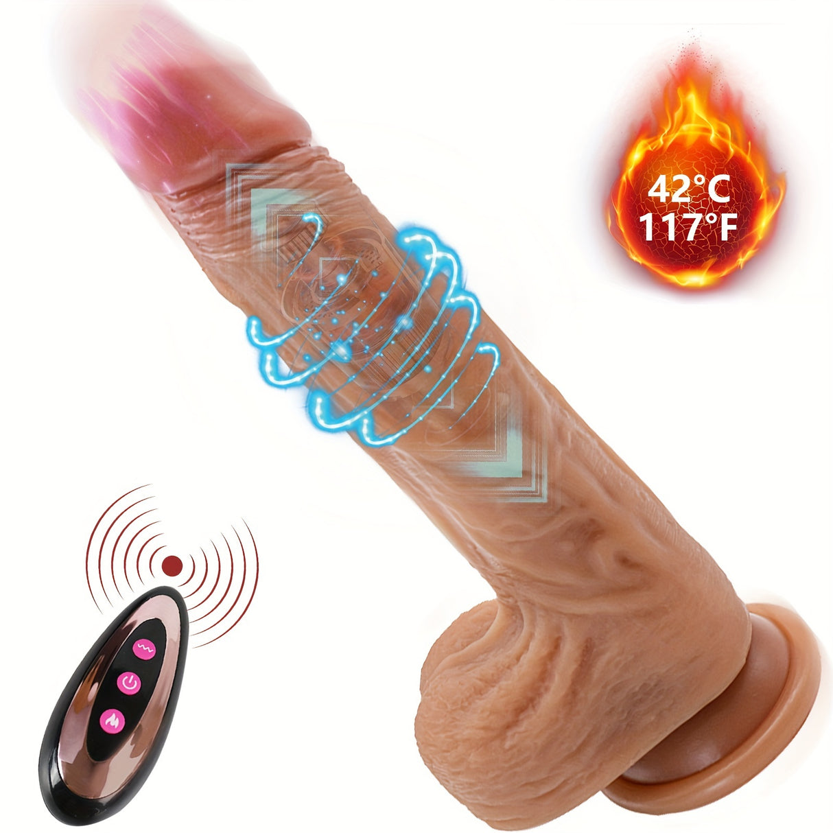 YIQU Remote Control 4 In 1 Realistic Dildos With 10 Thrusting 10 Vibration