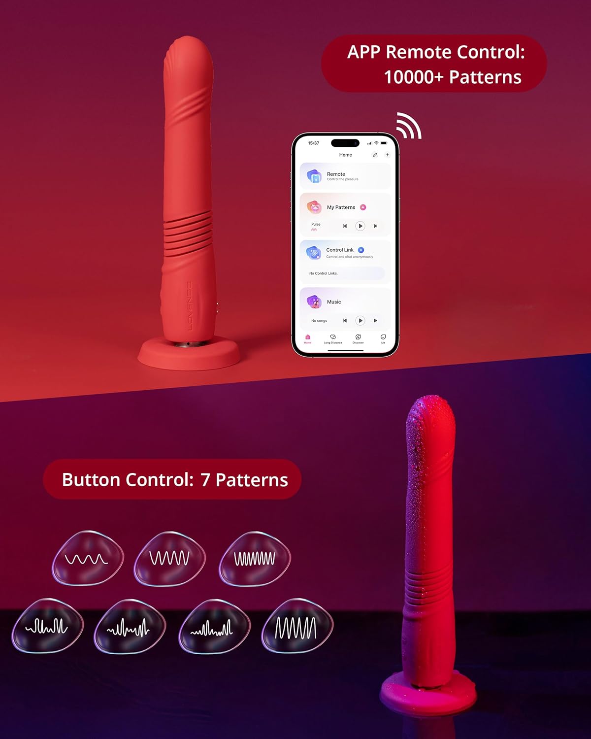 Lovense Gravity App controlled Automatic Thrusting & Vibrating Dildo