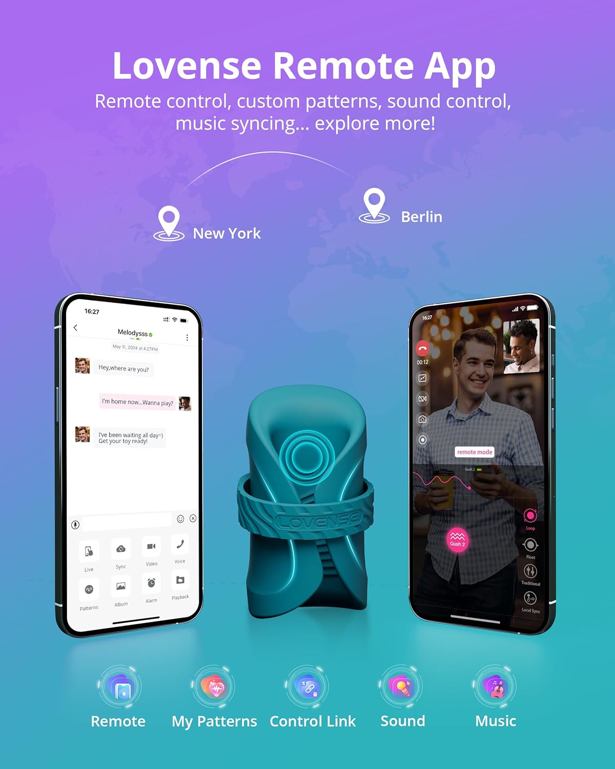 Lovense Gush 2 Hands free,remote-controlled vibrating oscillating penis massager