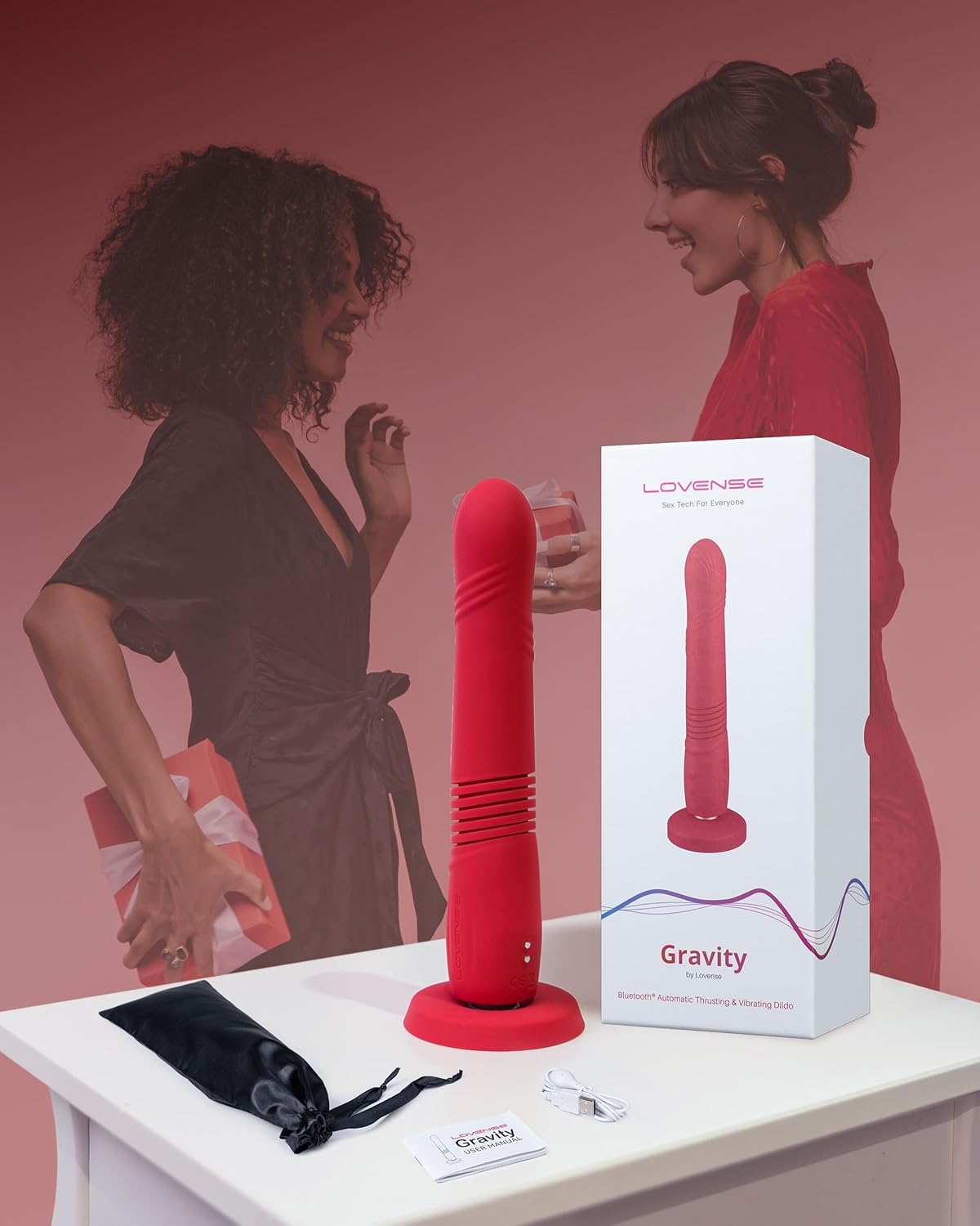 Lovense Gravity App controlled Automatic Thrusting & Vibrating Dildo