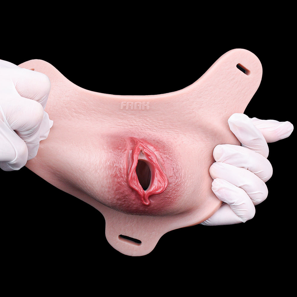 G1155Wearable Flesh Pink Silicone Fake Vagina Pussy Panty Femboy Strap On Sex Toy for Gay Lesbian