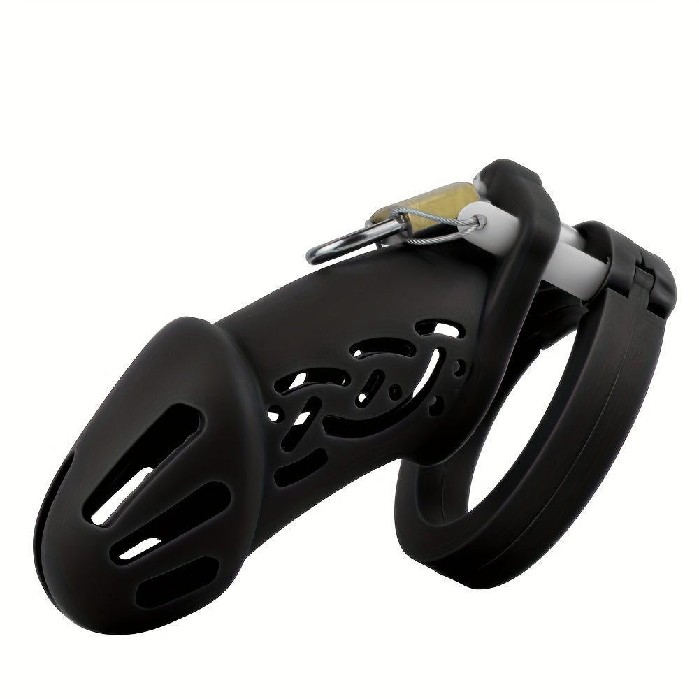 FRRK-113 Silicone Colorful Male Chastity Cage Device With 5 Penis Rings