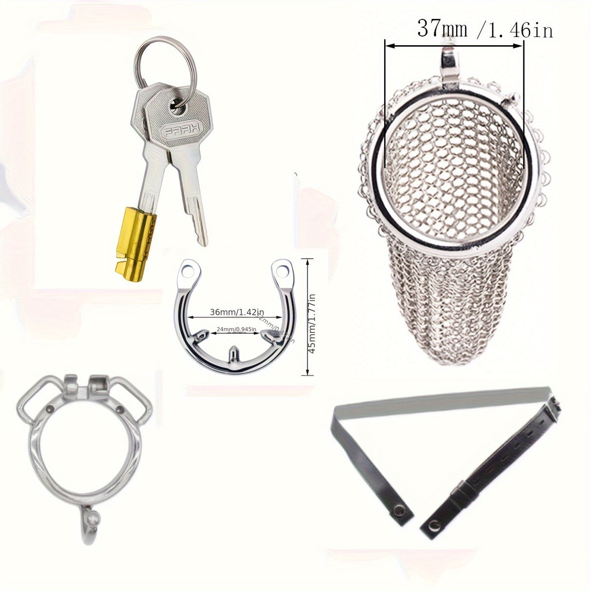 FRRK-196 Mesh Stainless Steel Male Chastity Cage Penis Cage Device