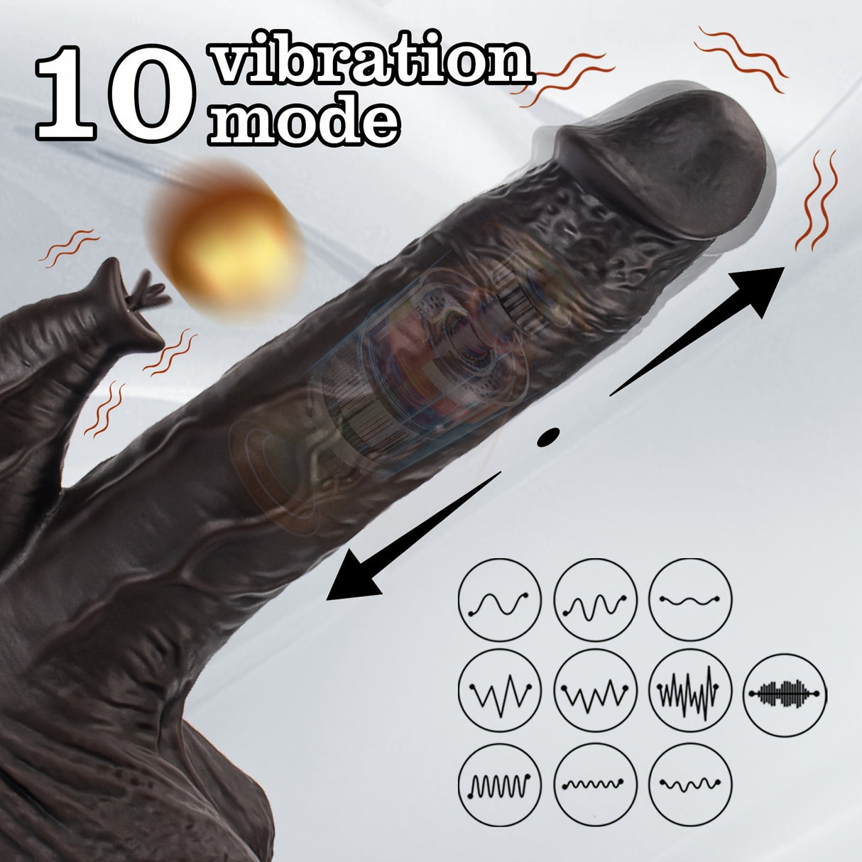 YIQU 21.84cm Vibrate Dildo 10 Vibration & 10 Thrusting Heating G-spot Stimulation