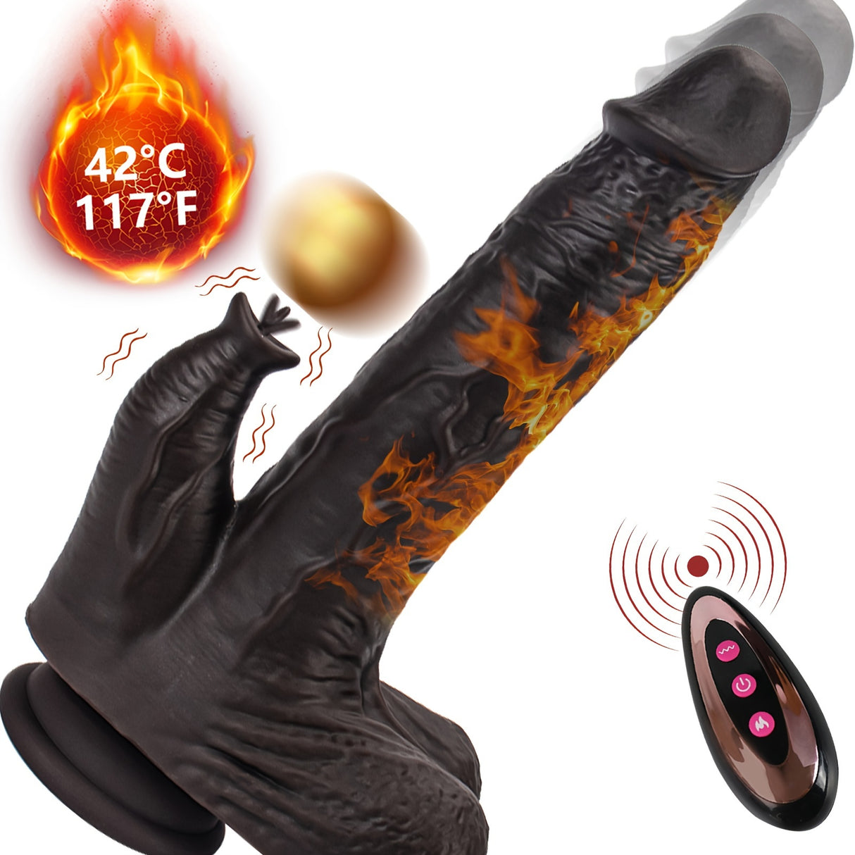 YIQU 21.84cm Vibrate Dildo 10 Vibration & 10 Thrusting Heating G-spot Stimulation