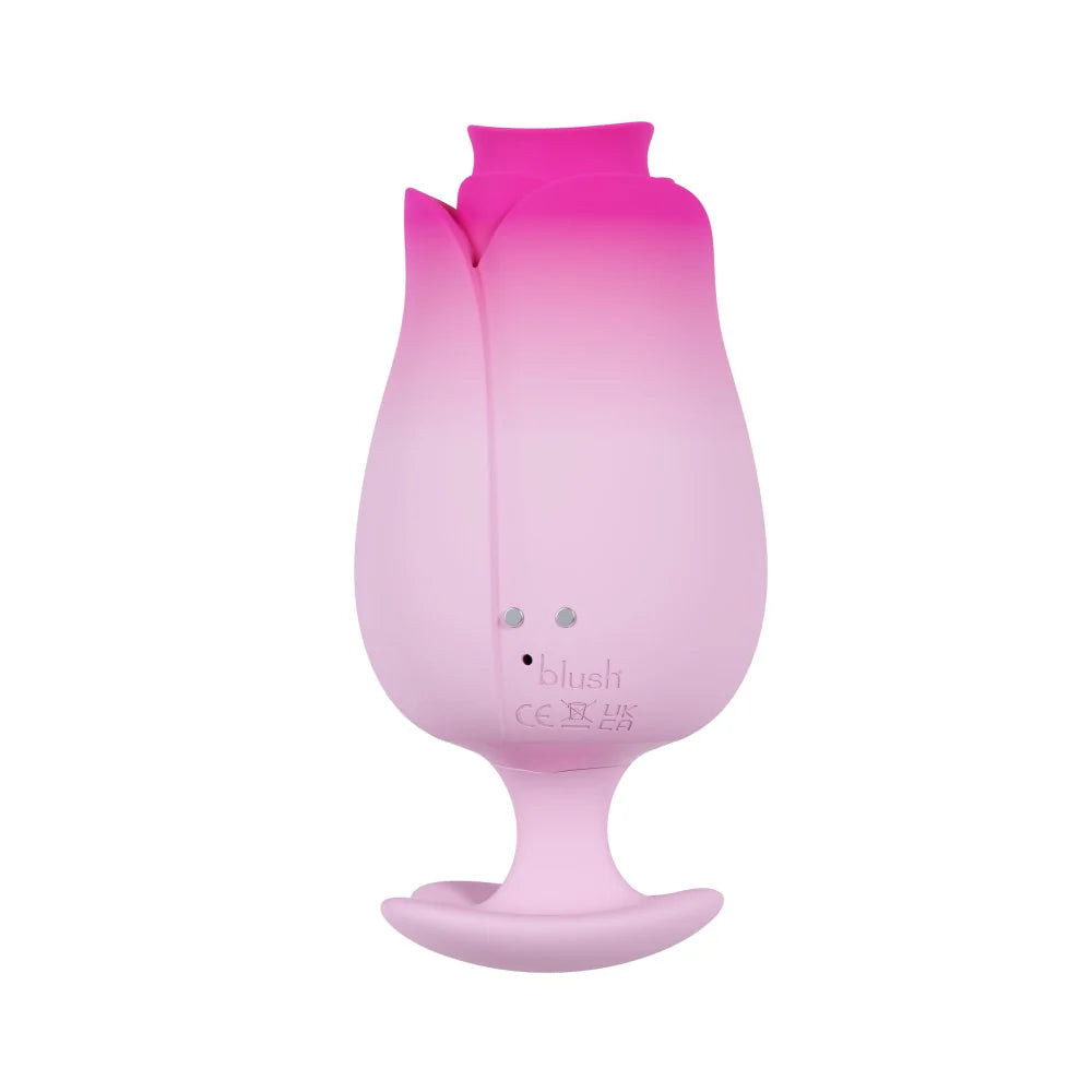Blush Aria Tulip Trance Silicone Personal Massager with Suction Tongue Fluttering Sensations