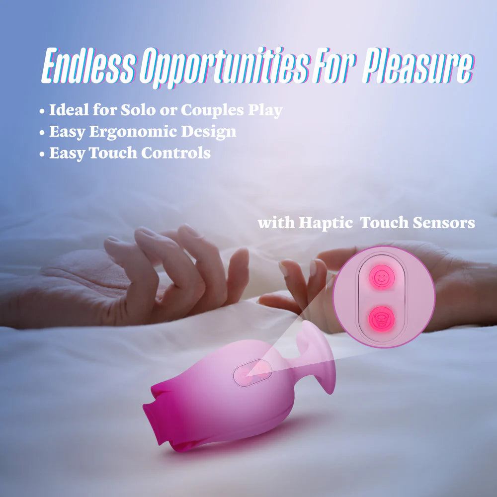Blush Aria Tulip Trance Silicone Personal Massager with Suction Tongue Fluttering Sensations