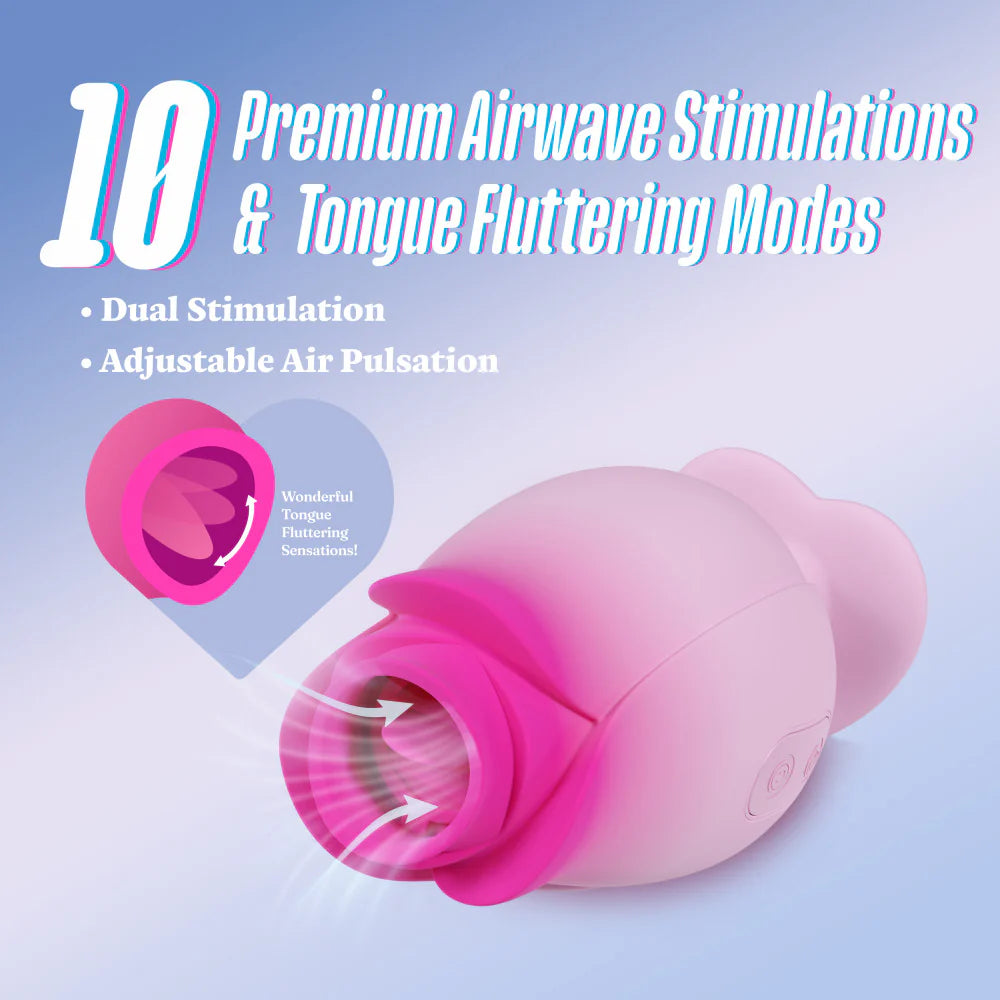 Blush Aria Tulip Trance Silicone Personal Massager with Suction Tongue Fluttering Sensations