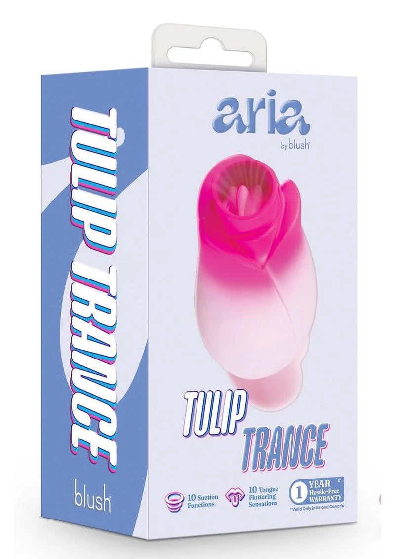Blush Aria Tulip Trance Silicone Personal Massager with Suction Tongue Fluttering Sensations