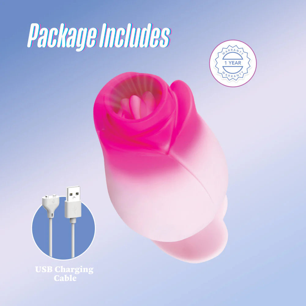 Blush Aria Tulip Trance Silicone Personal Massager with Suction Tongue Fluttering Sensations