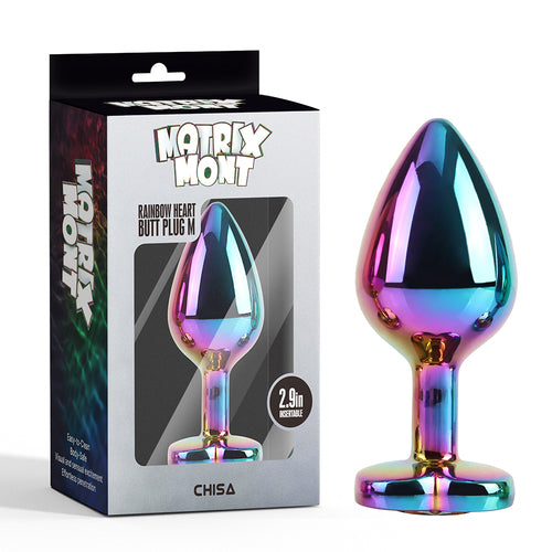 Chisa Rainbow Heart Butt Plug M 2.9In insertable