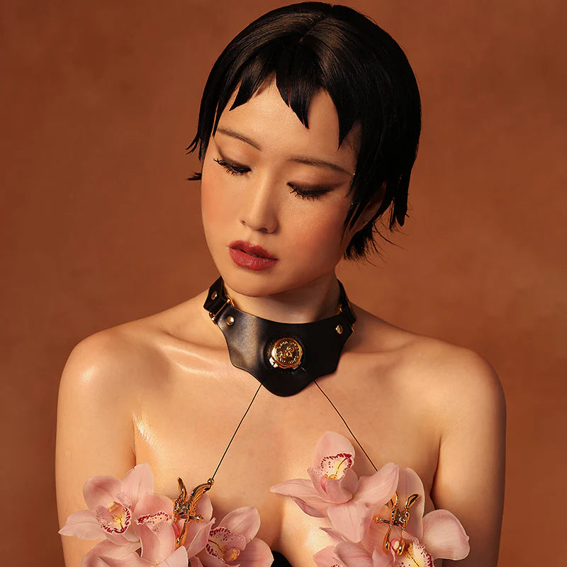 Upko Mystic Bond Collection - Collar With Pulling Nipple Clamps