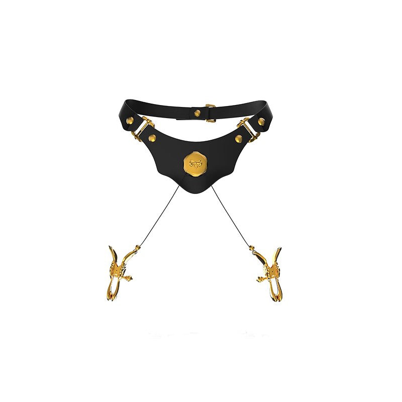 Upko Mystic Bond Collection - Collar With Pulling Nipple Clamps