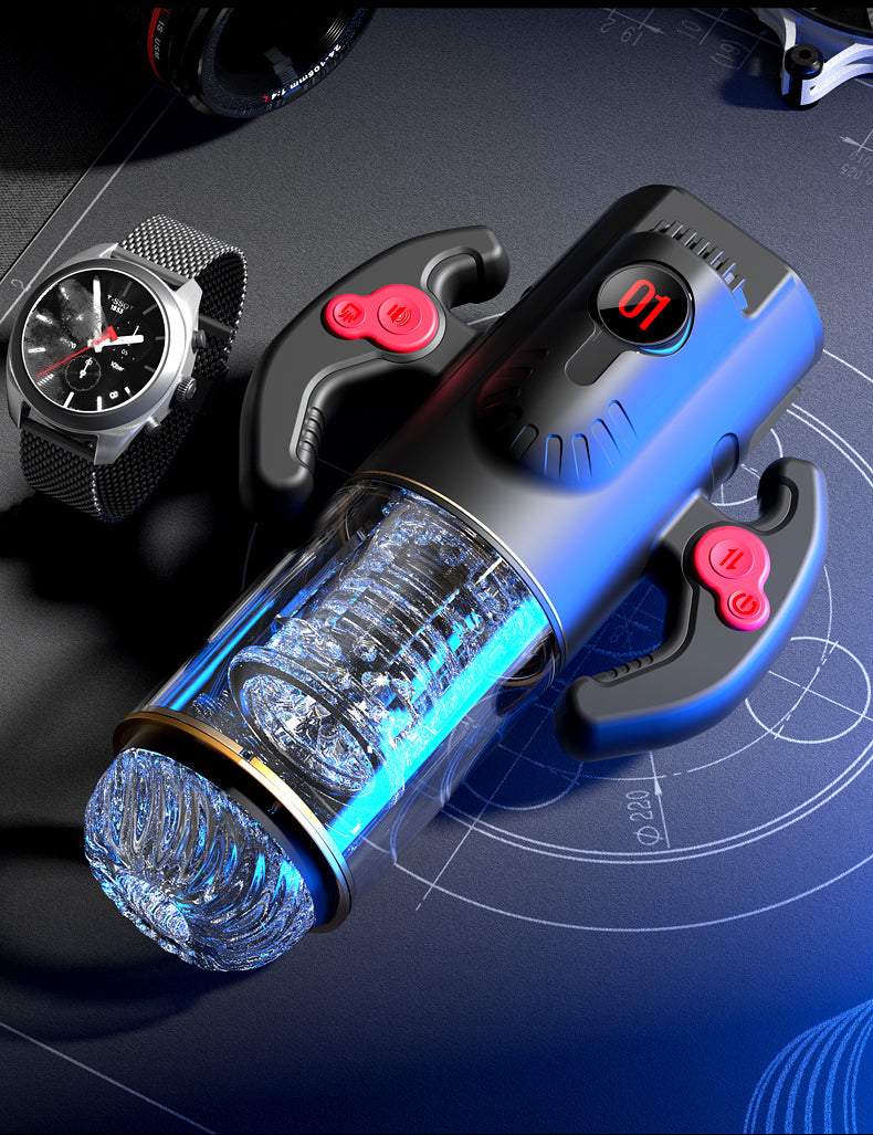 Crazy King Double handle airplane cup stretch rotate male Masturbator