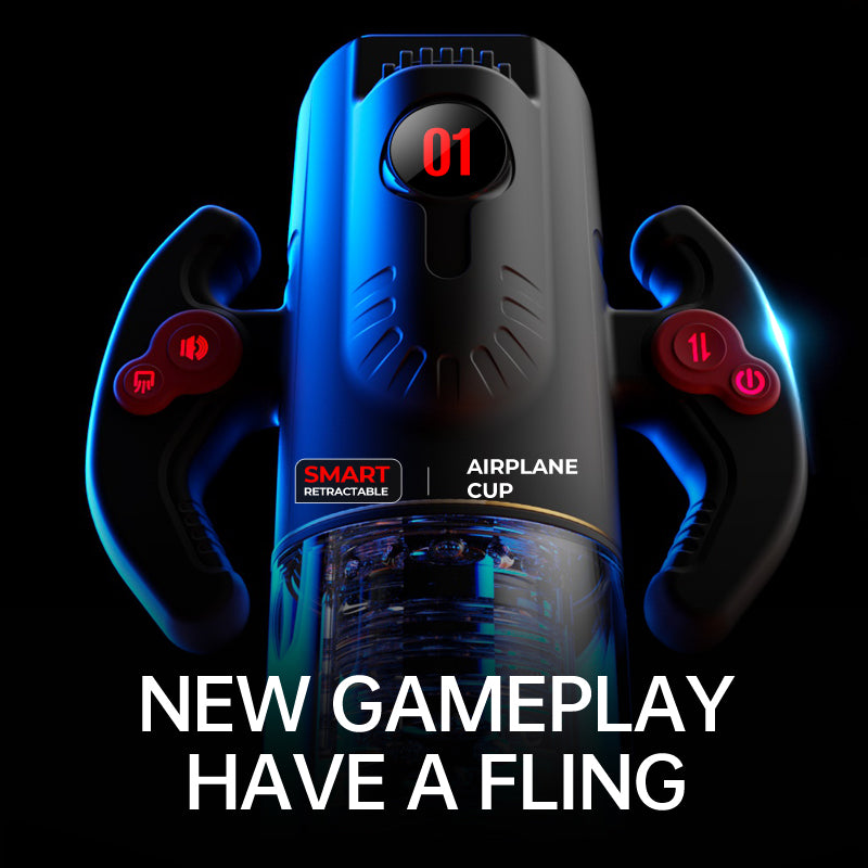 Crazy King Double handle airplane cup stretch rotate male Masturbator