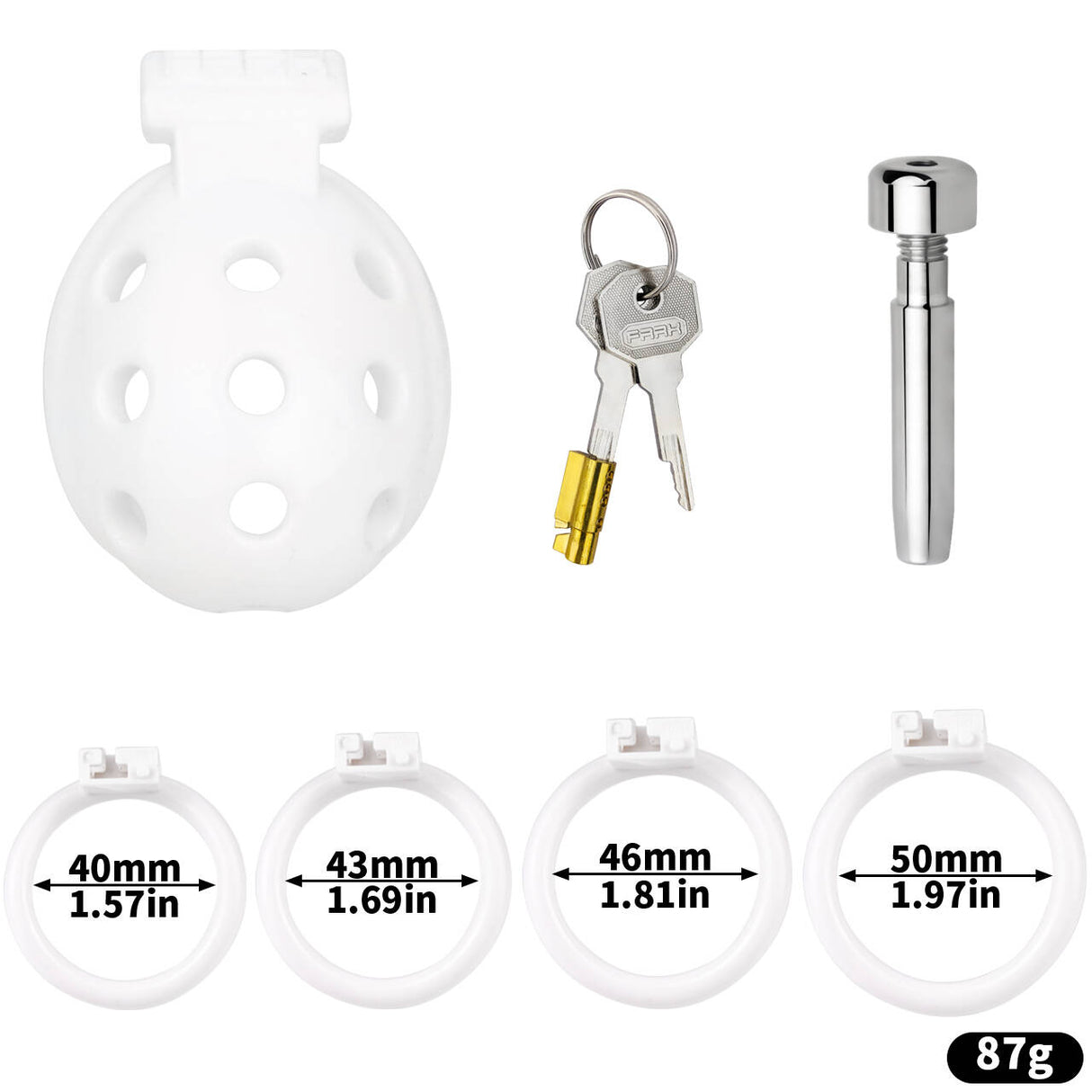 FAAK wearable ABS resin hollow chastity Cage with 4 rings.