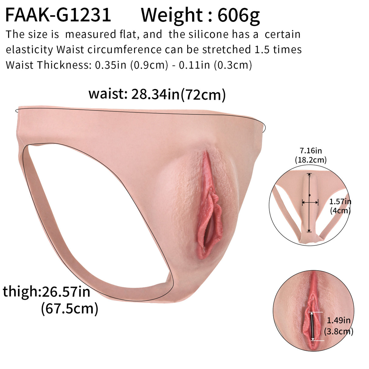 FAAK Men's Hiding Gaff Panty Crossdressing Panties Realistic Camel Toes for Crossdresser Transgender