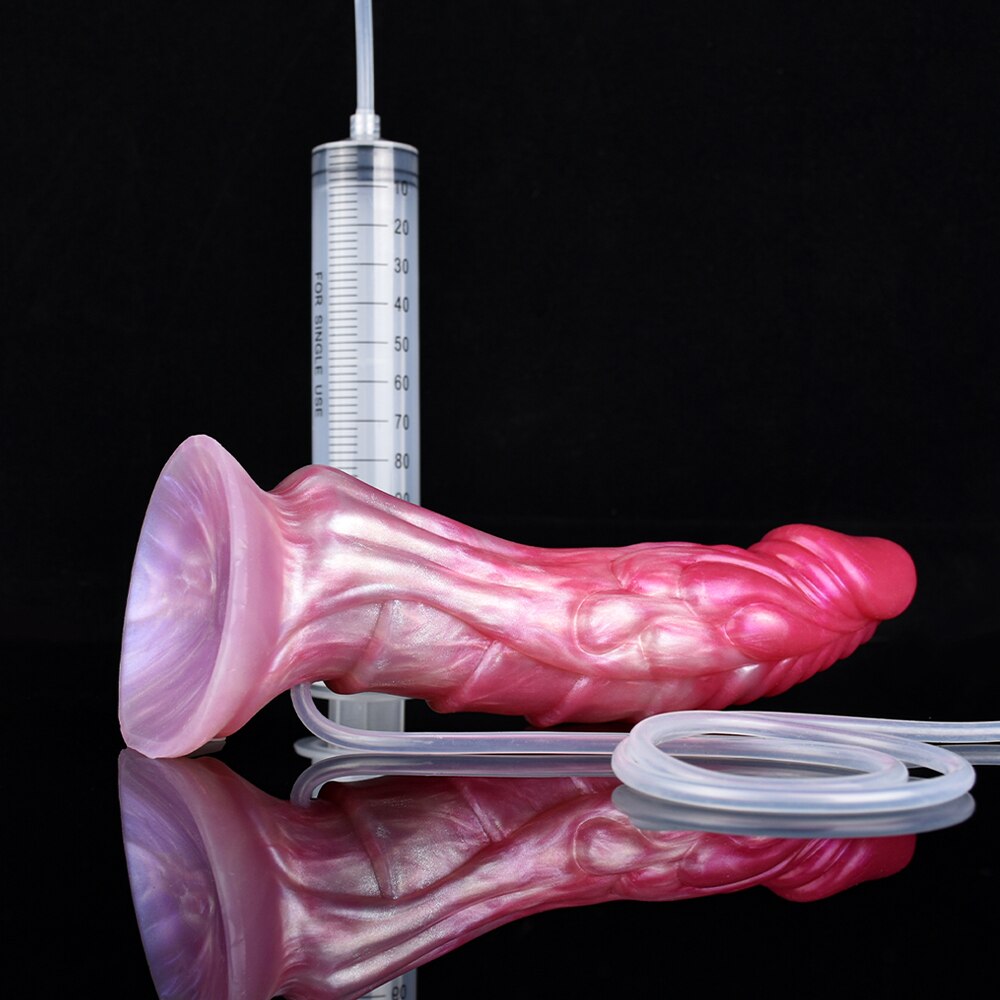 FAAK Squirting Curved Horse Penis Ribbed Ejaculation Dildo