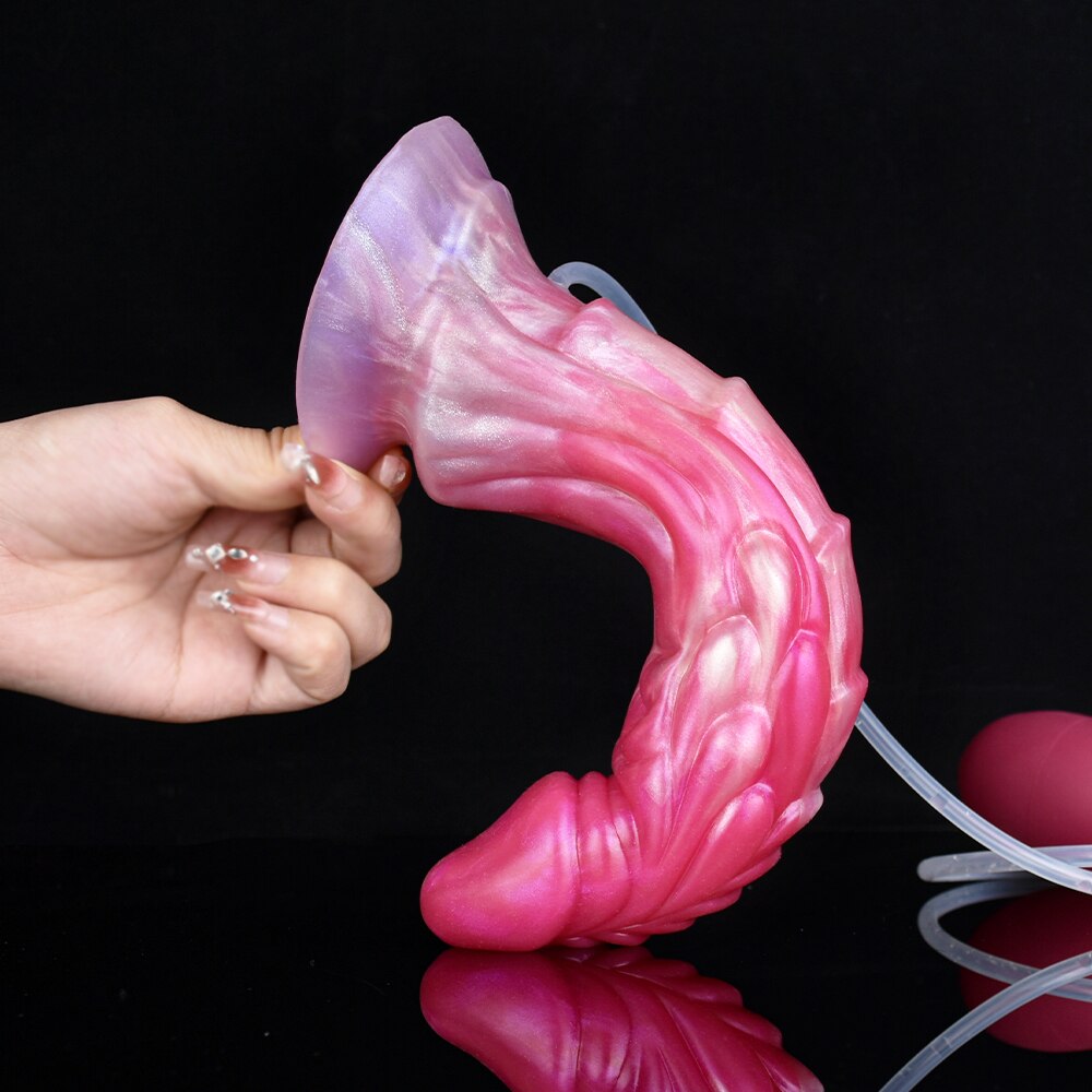 FAAK Squirting Curved Horse Penis Ribbed Ejaculation Dildo