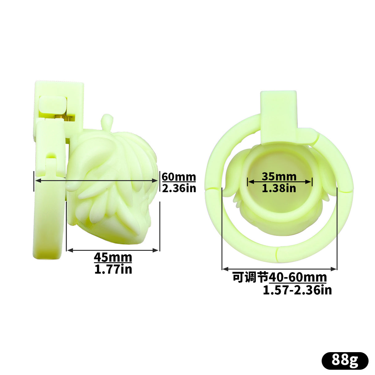FRRK 3D Printed Anime Chastity Cage with 4 Rings and Strap