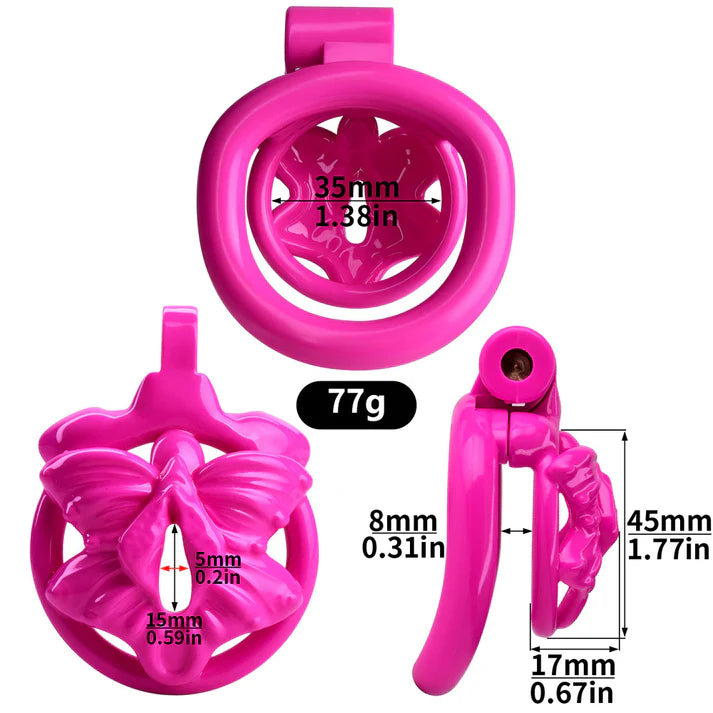 FRRK Butterfly Flat Chastity Cage with 4 Penis Rings