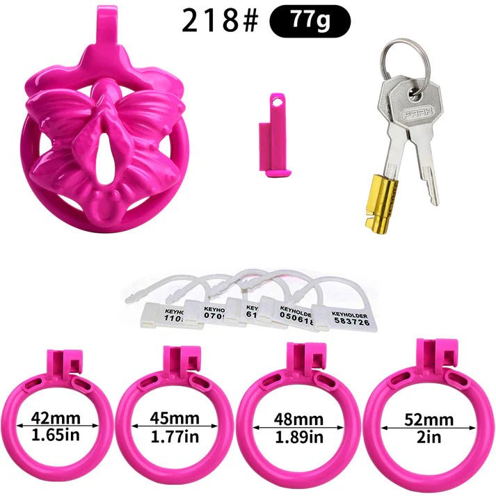 FRRK Butterfly Flat Chastity Cage with 4 Penis Rings