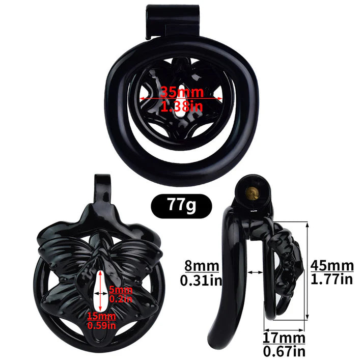 FRRK Butterfly Flat Chastity Cage with 4 Penis Rings