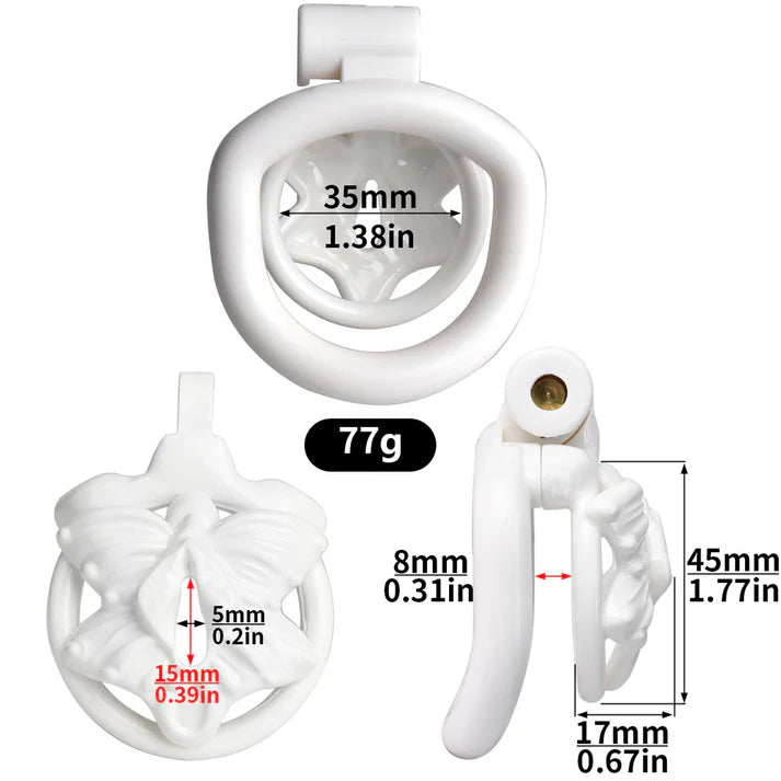 FRRK Butterfly Flat Chastity Cage with 4 Penis Rings