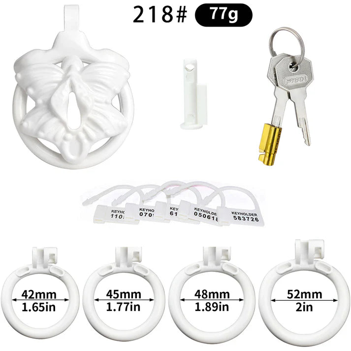 FRRK Butterfly Flat Chastity Cage with 4 Penis Rings