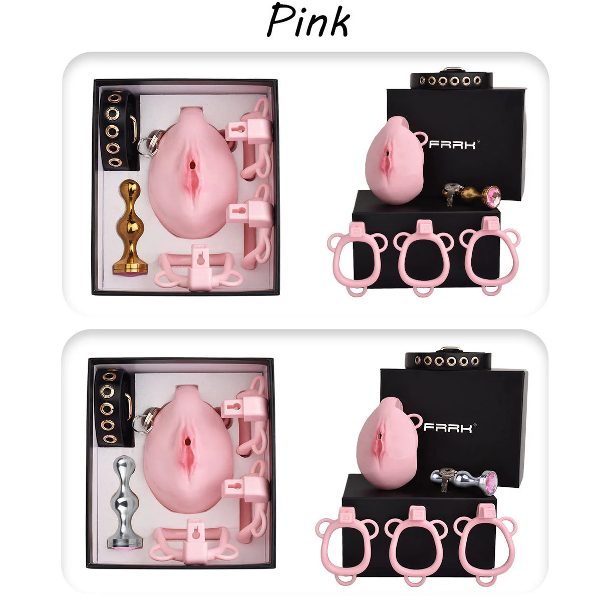 FRRK Sissy Pussy Chastity Cage With Wearable Butt Plug