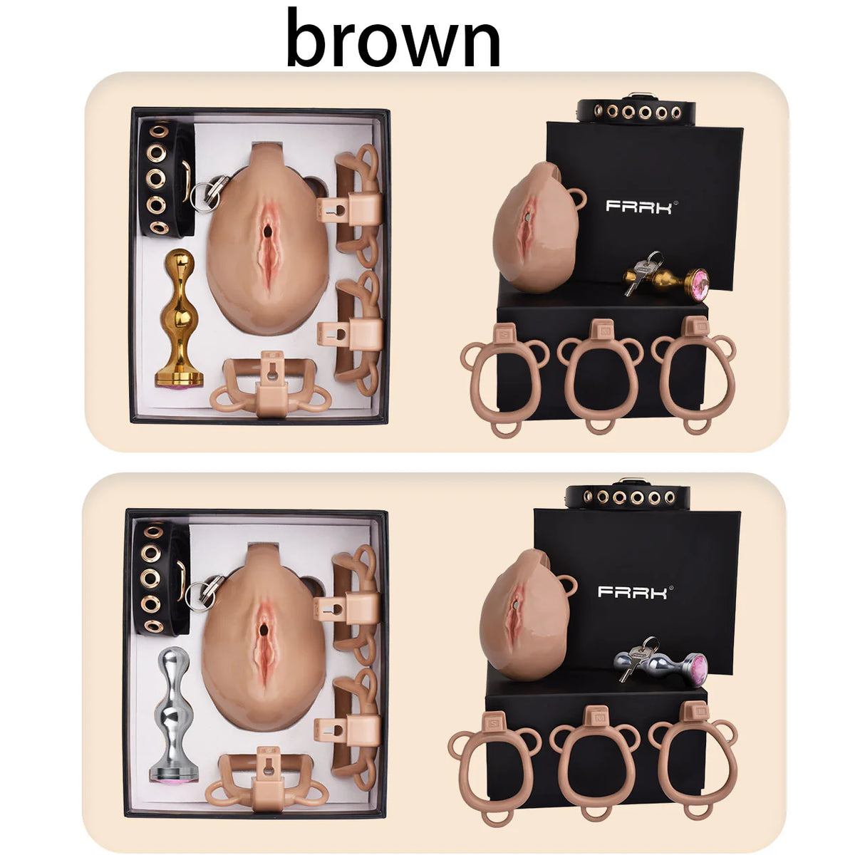 FRRK Sissy Pussy Chastity Cage With Wearable Butt Plug