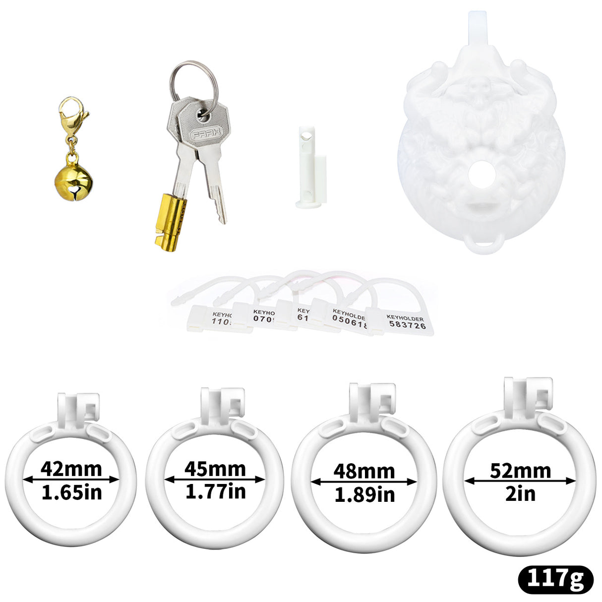 FRRK Tiger Male Chastity Cage Device with Bell