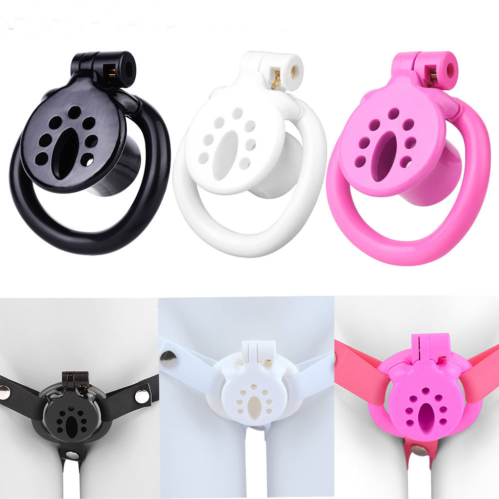 FRRK Flat Inverted Chastity Cage with 4 Base Rings and Strap