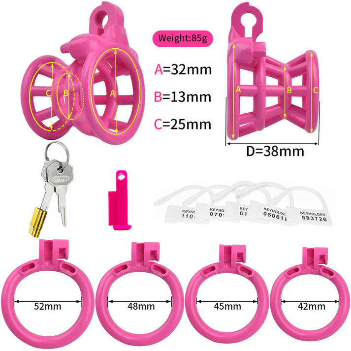 FRRK Sissy 3D Printed Negative Chastity Cage With 4 Rings