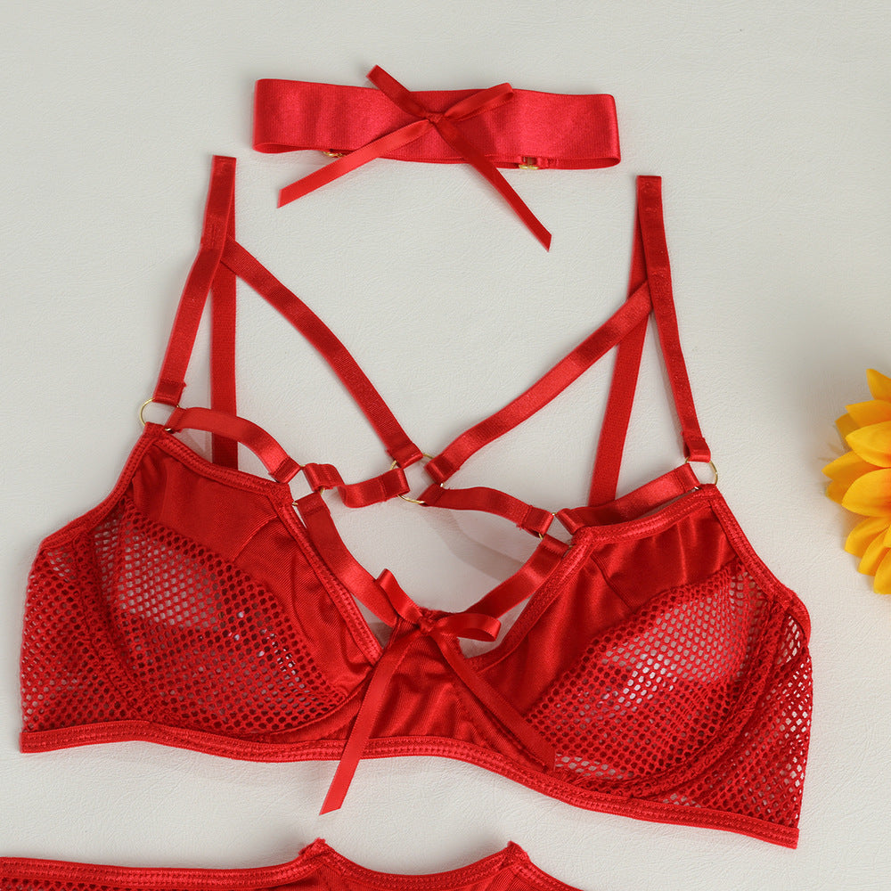 Hole Mesh Push-Up Sexy Lingerie Set