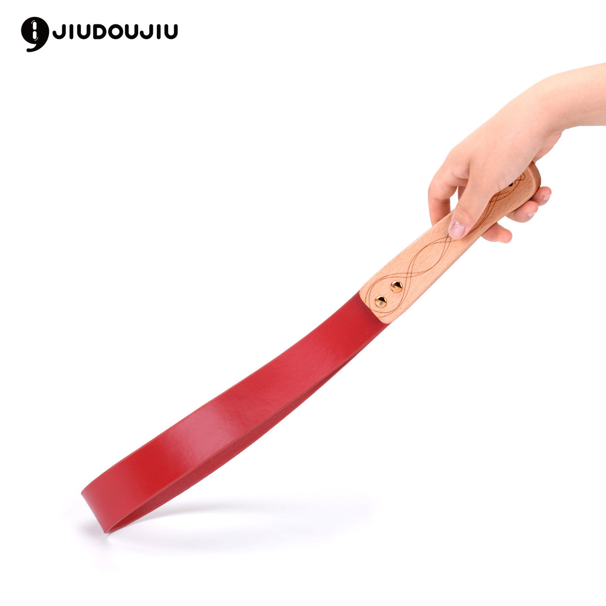 JIUDOUJIU BDSM Leather Spanking Paddle with Wooden Handle