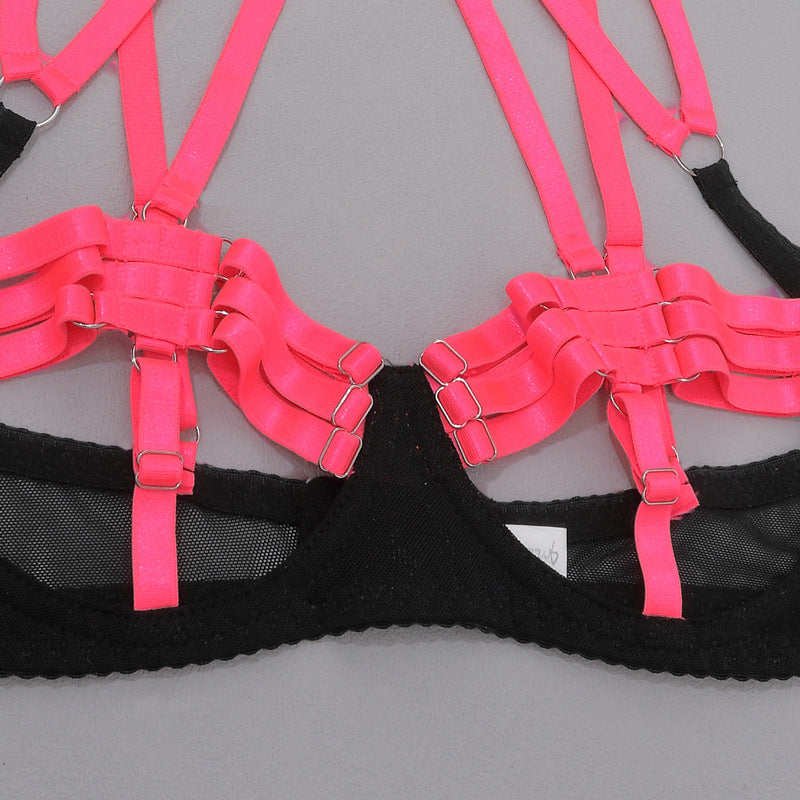 Lace-Up Patchwork Hollow Backless Sexy Lingerie