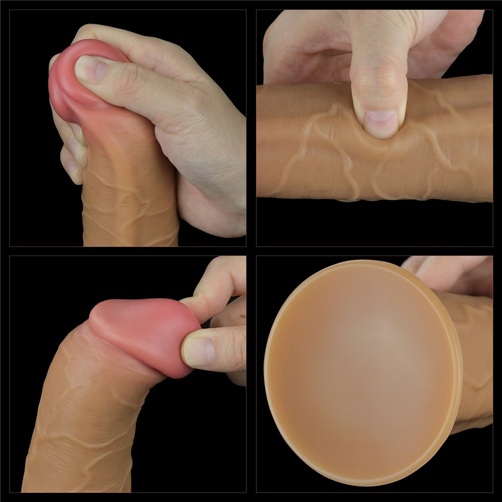 Lovetoy 8.0'' DUAL Layered platinum silicone rotator Dildo with romote for Female