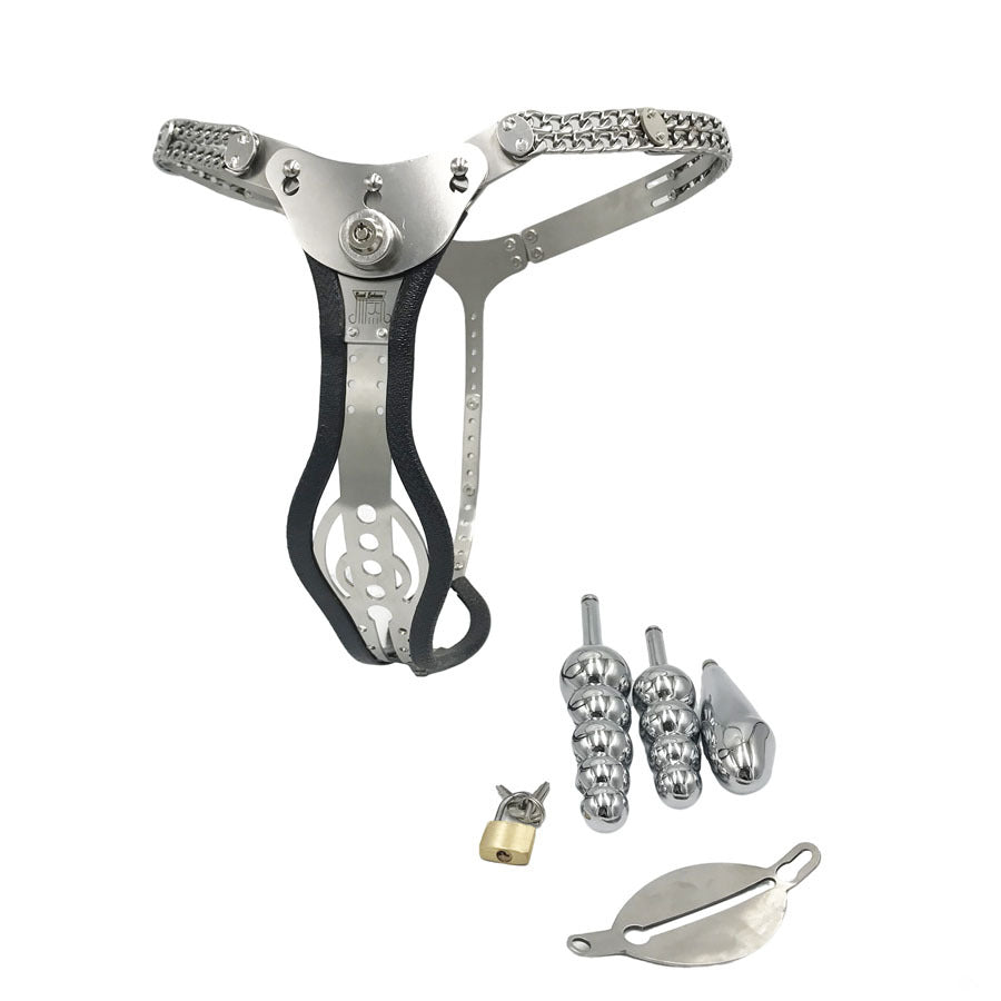 316 Stainless steel hollow female Chastity belt with vagina anal plug for women