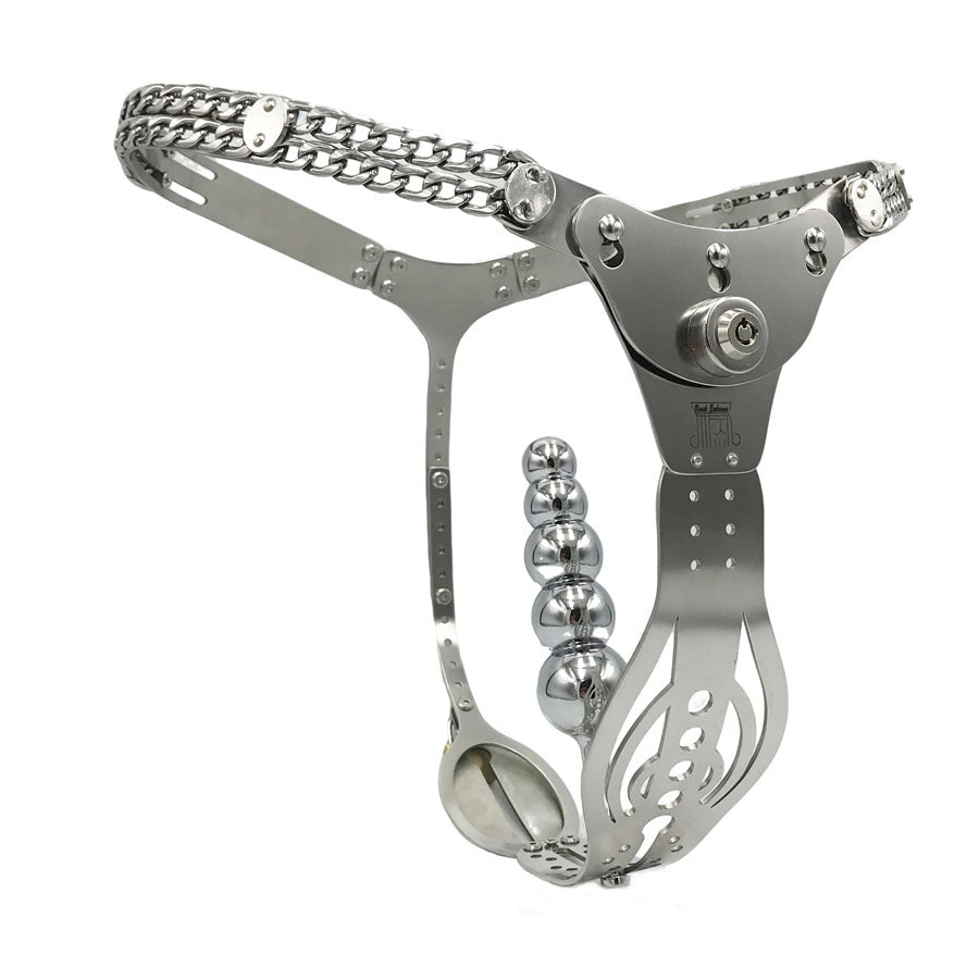316 Stainless steel hollow female Chastity belt with vagina anal plug for women