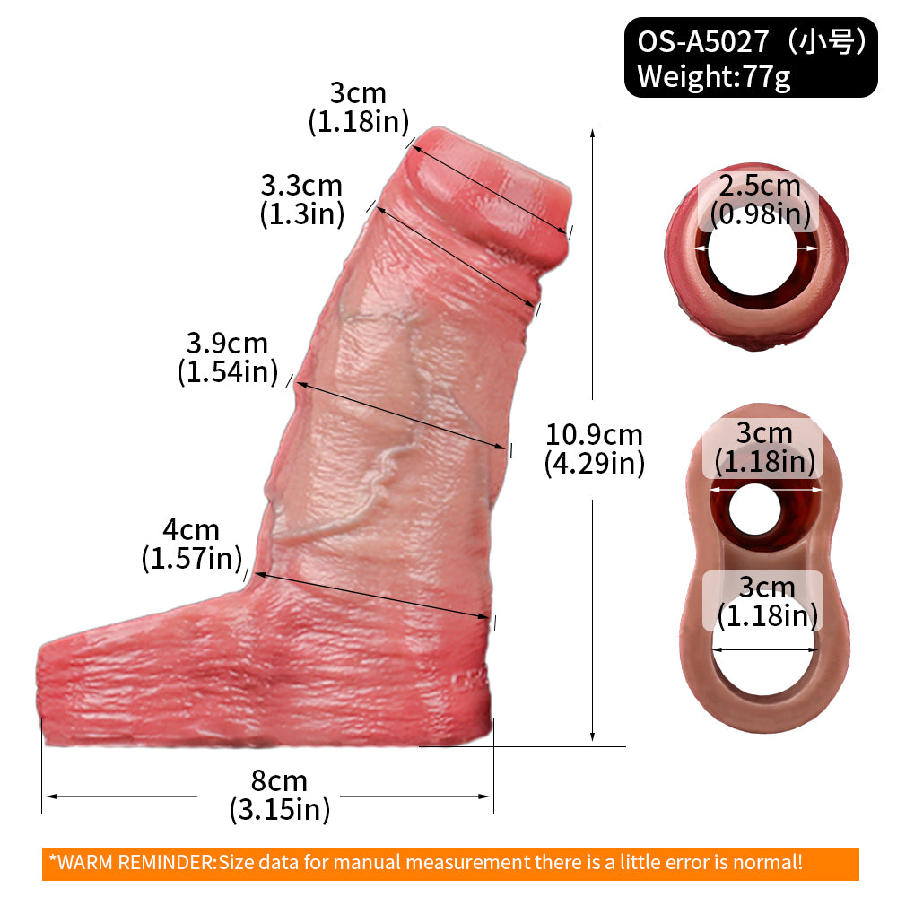 FAAK 5027 Realistic Open-tip penis Sleeve Hollow Dick sheath Girth Extender for Men