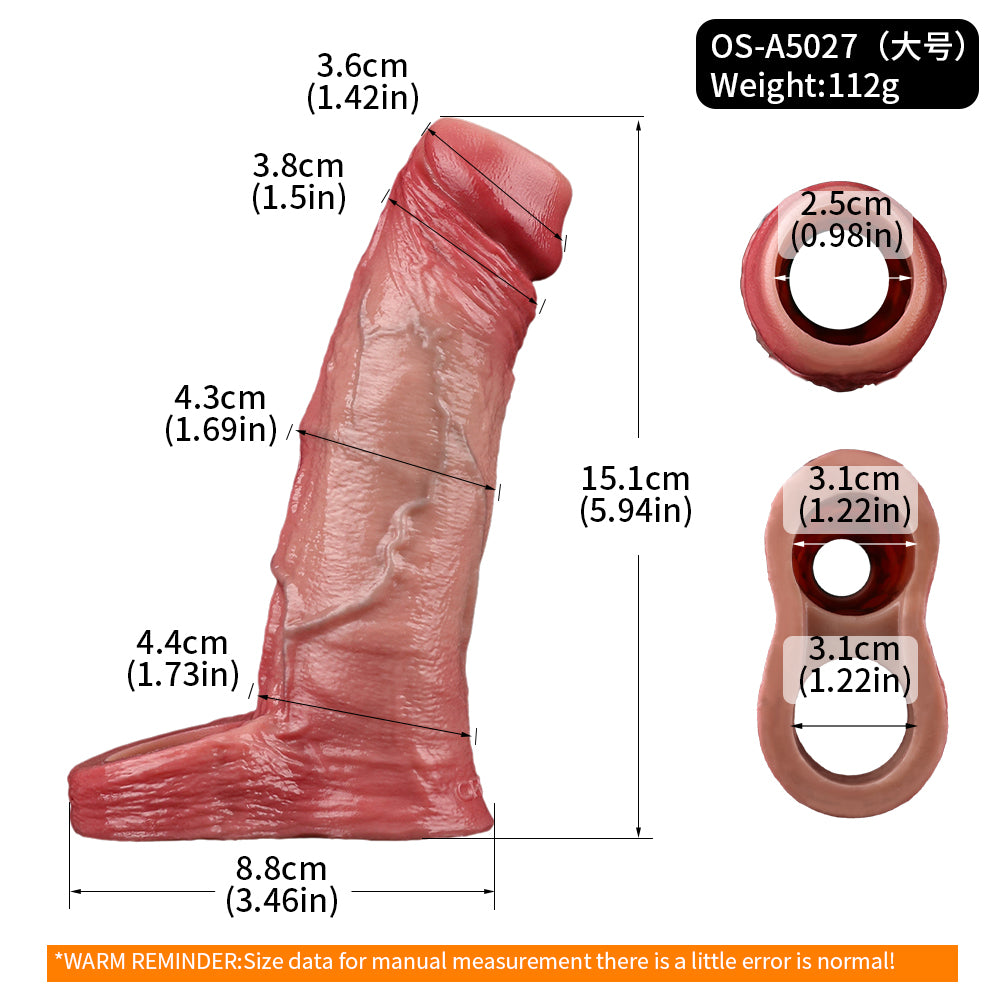 FAAK 5027 Realistic Open-tip penis Sleeve Hollow Dick sheath Girth Extender for Men