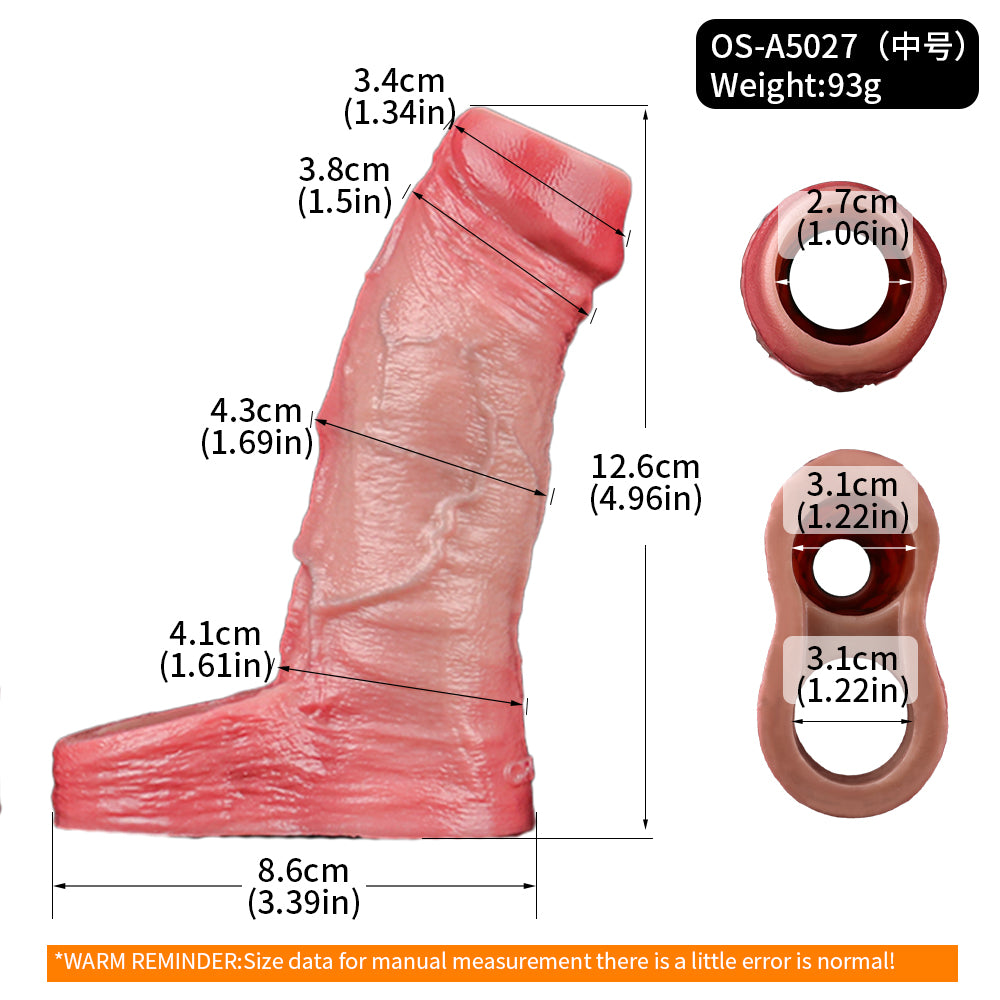 FAAK 5027 Realistic Open-tip penis Sleeve Hollow Dick sheath Girth Extender for Men