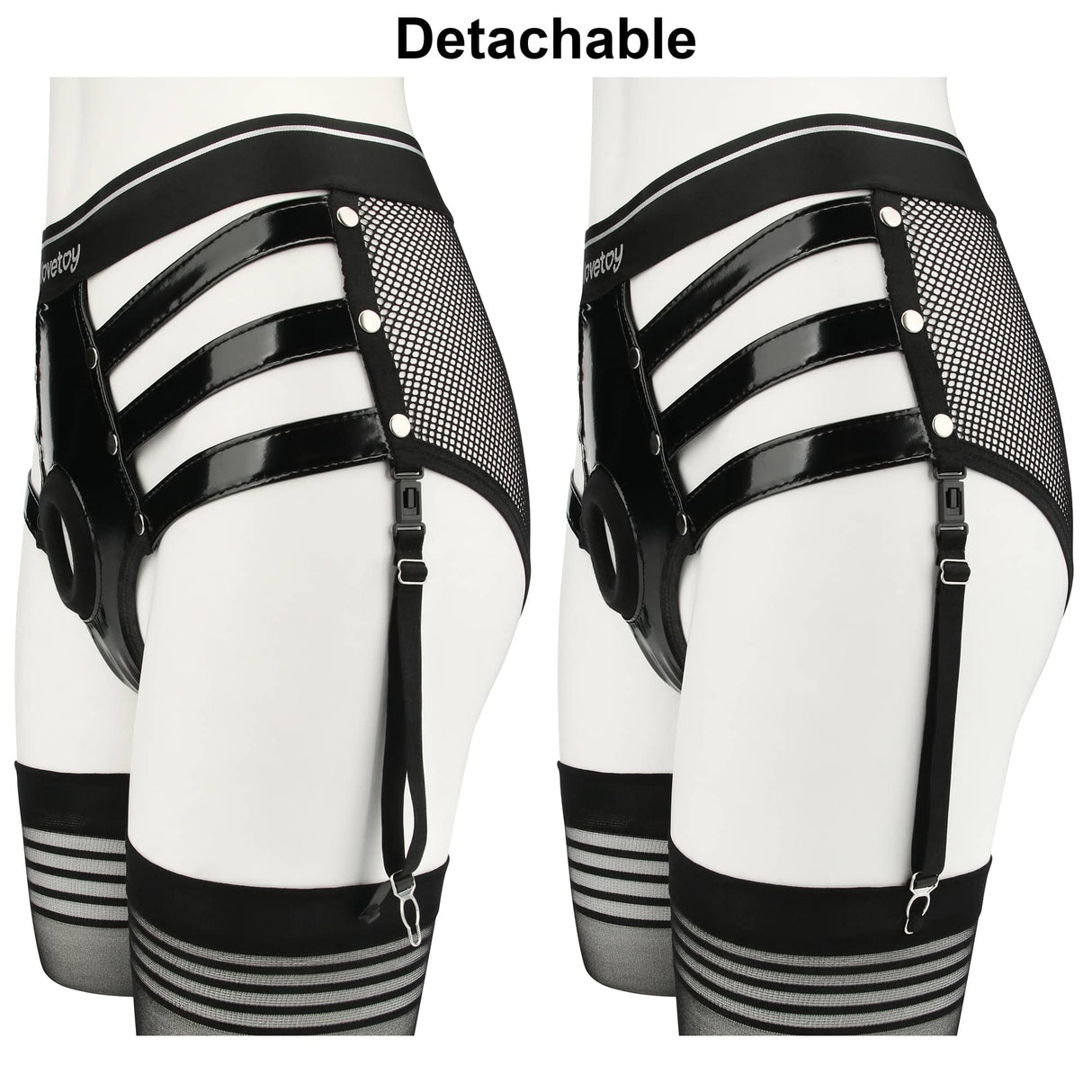 PU And Superior Mesh Rebellion Reign Iconic Harness Strap on Set