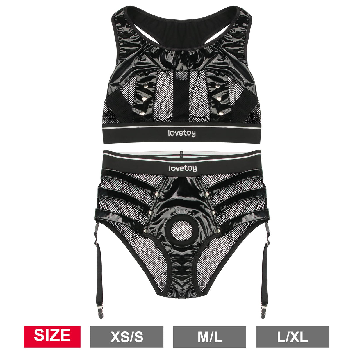 PU And Superior Mesh Rebellion Reign Iconic Harness Strap on Set