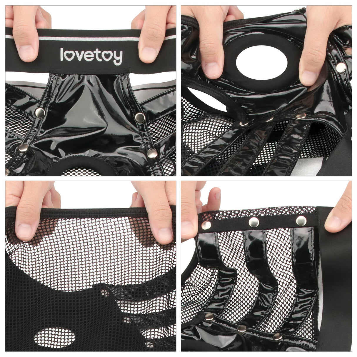 PU And Superior Mesh Rebellion Reign Iconic Harness Strap on Set