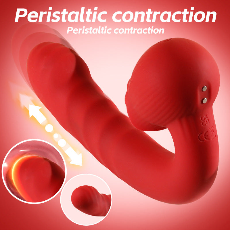 Rose Telescopic Vibrating Tongue licking Thrusting Dildo female Vibrator