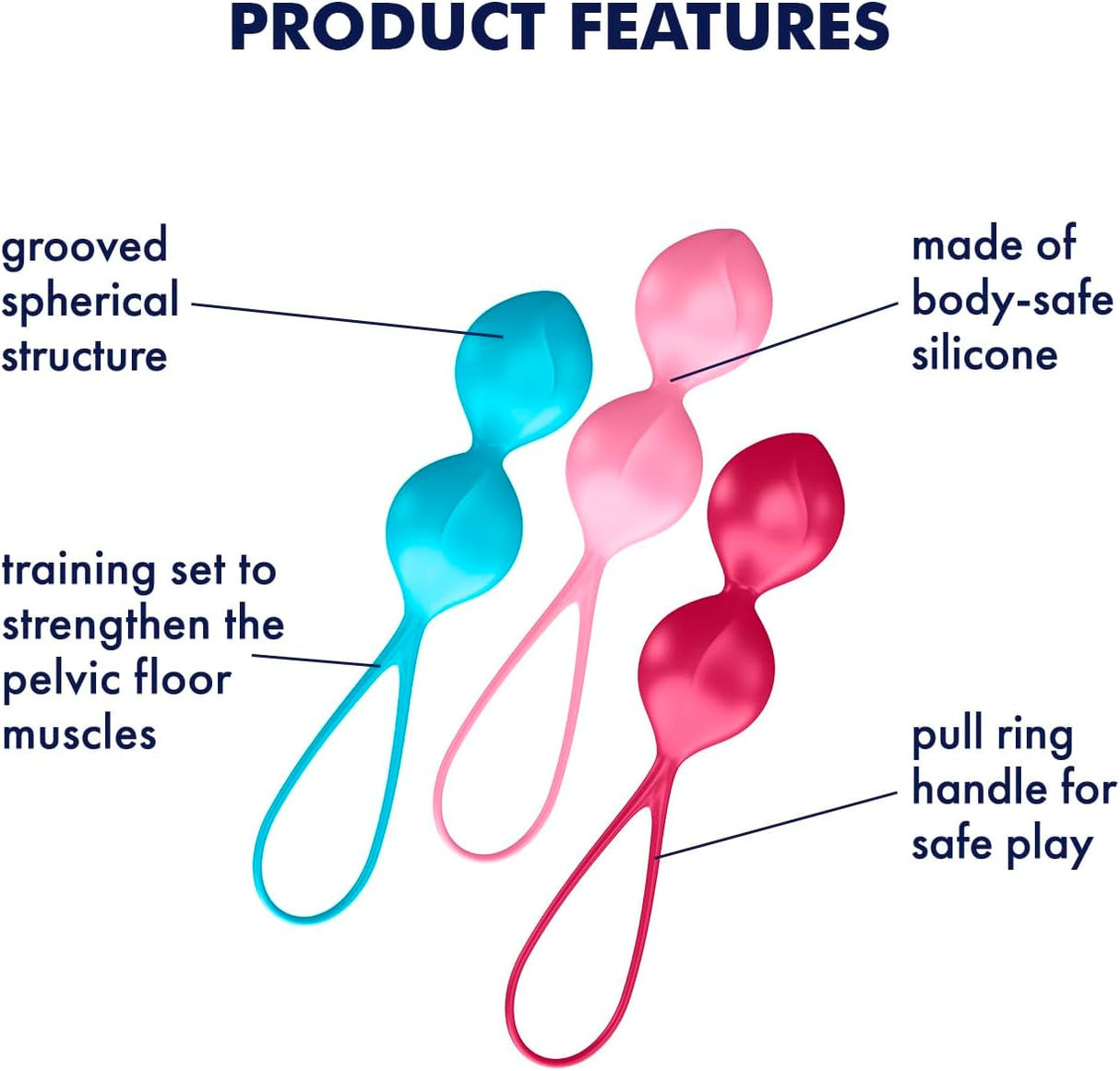 Satisfyer V Balls Kegel Ball Exercise Weights, Ben Wa Balls, Pelvic Floor Training, Tightening, Ideal for Beginners, 3-Piece Set (2.79-5.30 oz.)